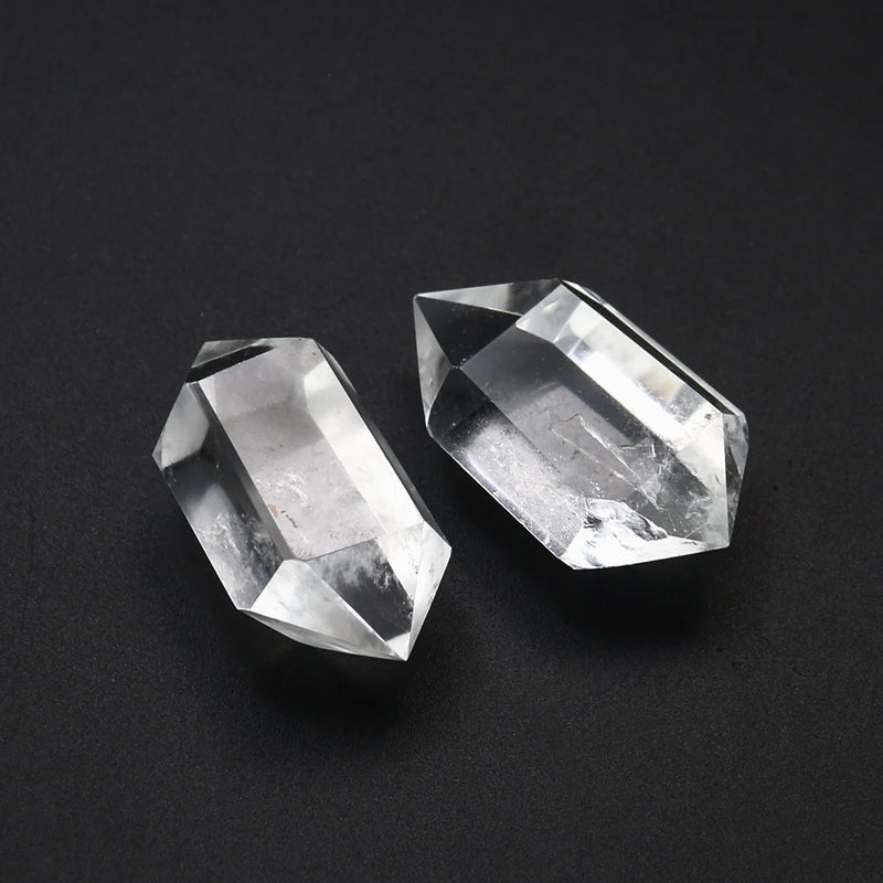 Natural Clear Crystal Double Point Quartz Pendant Chakra Reiki Healing Stone