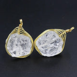 Natural Clear Crystal Pendant Wire Wrap Raw Ore Mineral Quartz Crystal