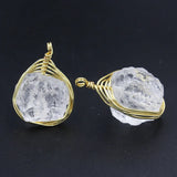 Natural Clear Crystal Pendant Wire Wrap Raw Ore Mineral Quartz Crystal
