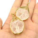 Natural Clear Crystal Pendant Wire Wrap Raw Ore Mineral Quartz Crystal