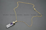Natural Crystal Point Amethyst Beads Necklace Woman Jewelry