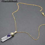 Natural Crystal Point Amethyst Beads Necklace Woman Jewelry