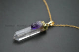 Natural Crystal Point Amethyst Beads Necklace Woman Jewelry
