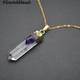 Natural Crystal Point Amethyst Beads Necklace Woman Jewelry