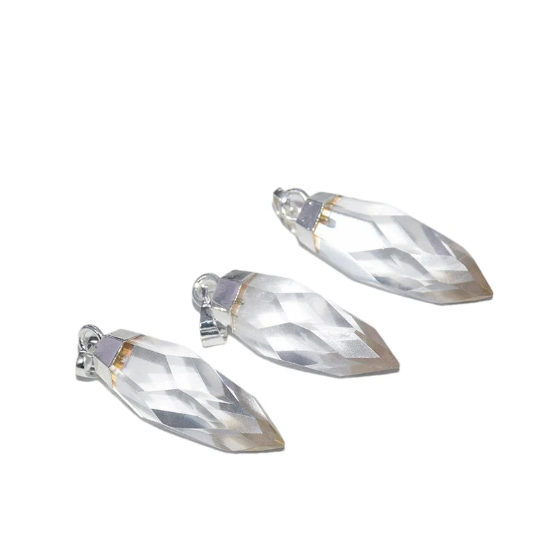 Bullet Crystal Pendant for Women Clear Quartz Charms Long Face Jewellery