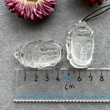 Clear Quartz Buddha Head Pendant Crystal Carving Laughing Buddha Charm Necklace