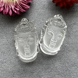 Clear Quartz Buddha Head Pendant Crystal Carving Laughing Buddha Charm Necklace