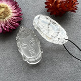 Clear Quartz Buddha Head Pendant Crystal Carving Laughing Buddha Charm Necklace