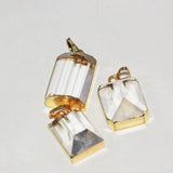 Clear Quartz Rectangle Pendant Jewelry Making Plating Crystal Stone Necklace