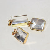 Clear Quartz Rectangle Pendant Jewelry Making Plating Crystal Stone Necklace