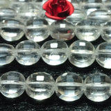 Clear Rock Crystal Faceted Coin Loose Beads Gemstone Bracelet Necklace DIY
