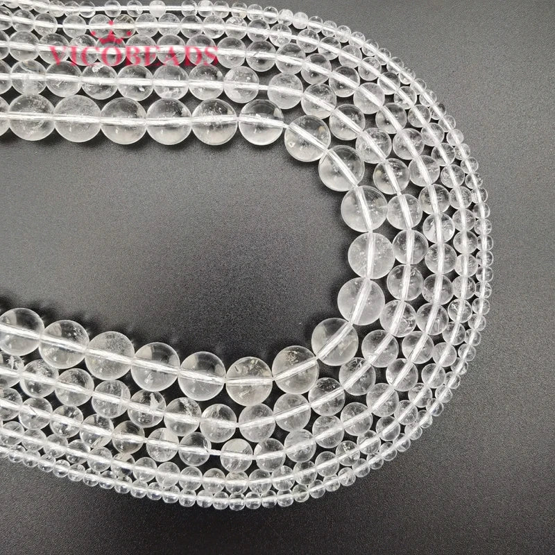 Natural Rock Crystal Quartz Stone Beads 4-12mm for DIY Jewelry