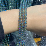 Green Rainbow Quartz Beads 15'' Round Faceted for Jewelry Making