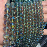 Green Rainbow Quartz Beads 15'' Round Faceted for Jewelry Making