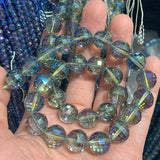 Green Rainbow Quartz Beads 15'' Round Faceted for Jewelry Making