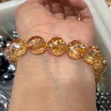 Clear Rock Quartz Beads Round Faceted Yellow Rainbow Crystal