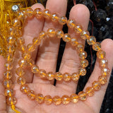 Clear Rock Quartz Beads Round Faceted Yellow Rainbow Crystal