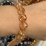 Clear Rock Quartz Beads Round Faceted Yellow Rainbow Crystal