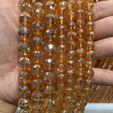 Clear Rock Quartz Beads Round Faceted Yellow Rainbow Crystal