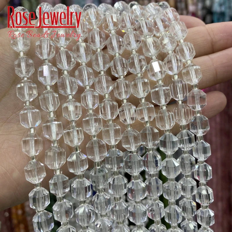 Clear Quartz Faceted Stone Spacer Beads for Jewelry Making