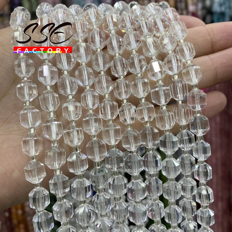 8mm Clear Crystal Quartz Faceted Stone Beads DIY Jewelry Making