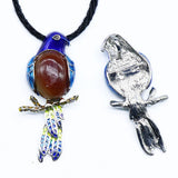 Cloisonne Brooch Pink Crystal Parrot Shaped Pendant
