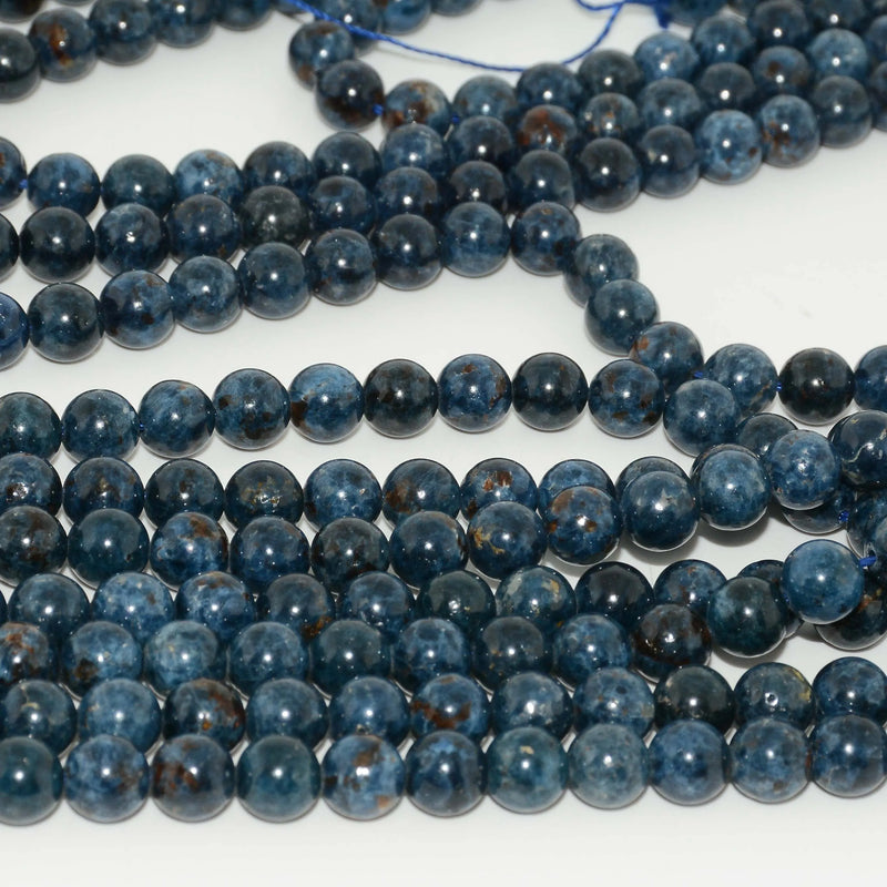 Natural Cobalt Spinel Loose Round Beads 6.8mm With Biotite