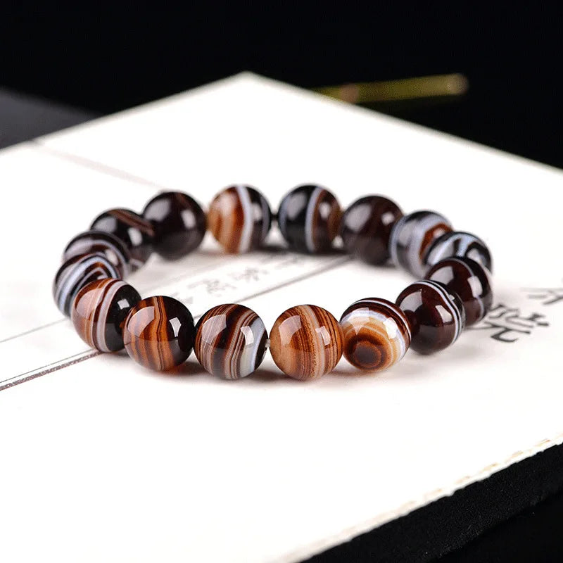 Coffee Agate Round Bracelet, Ethnic Wild Bracelet