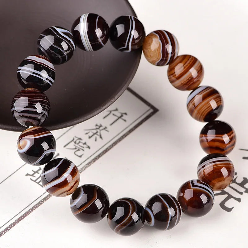 Coffee Agate Round Bracelet, Ethnic Wild Bracelet