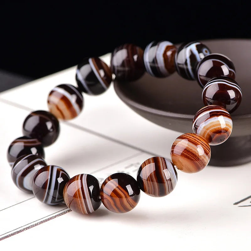 Coffee Agate Round Bracelet, Ethnic Wild Bracelet