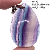 Colorful Fluorite Necklace Pendant Gemstone Silver Jewelry
