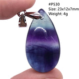 Colorful Fluorite Necklace Pendant Gemstone Silver Jewelry