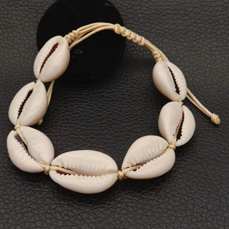Cowrie Shell Charm Bracelet Natural Shell Jewelry