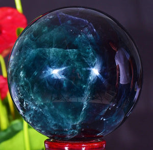 Natural Fluorite Quartz Crystal Ball Sphere Polished Mineral Healing