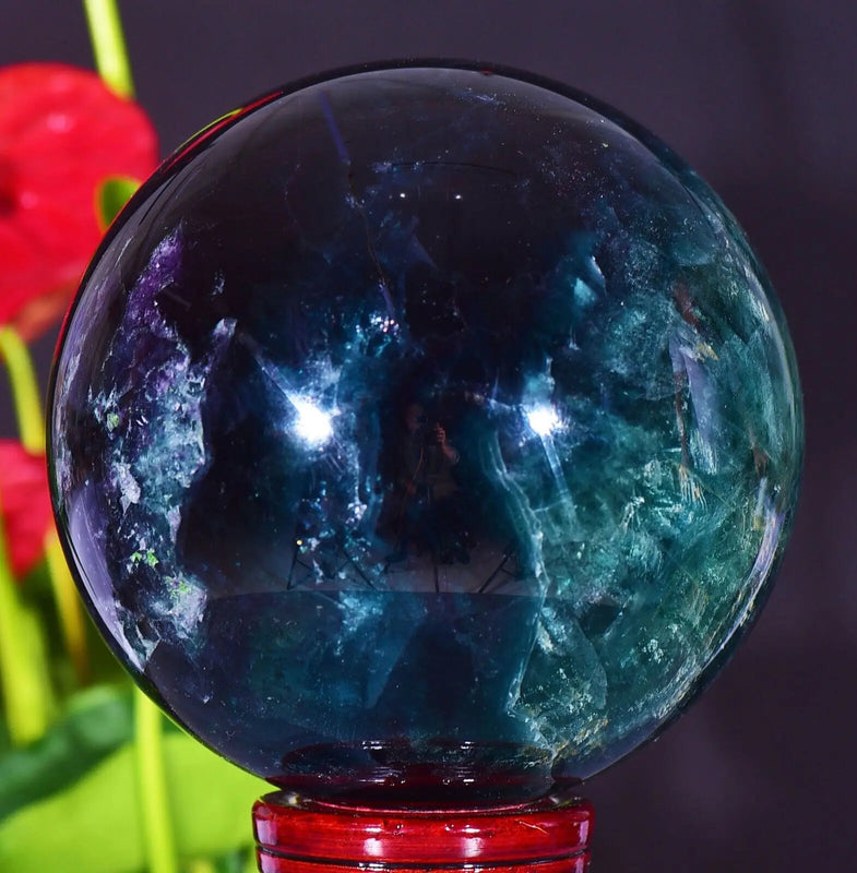 Natural Fluorite Quartz Crystal Ball Sphere Polished Mineral Healing