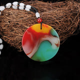 Hand Carved Double Dragon Jade Pendant Jewelry Men's and Women's Necklace