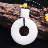 Hand Carved Ping'an Buckle Jade Pendant Necklace