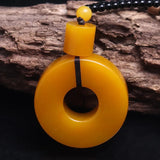 Hand Carved Ping'an Buckle Jade Pendant Necklace