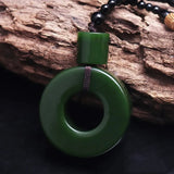 Hand Carved Ping'an Buckle Jade Pendant Necklace