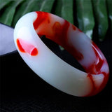 Hand Carved Wide Jade Bracelet Jewelry Men Women Red