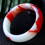 Hand Carved Wide Jade Bracelet Jewelry Men Women Red
