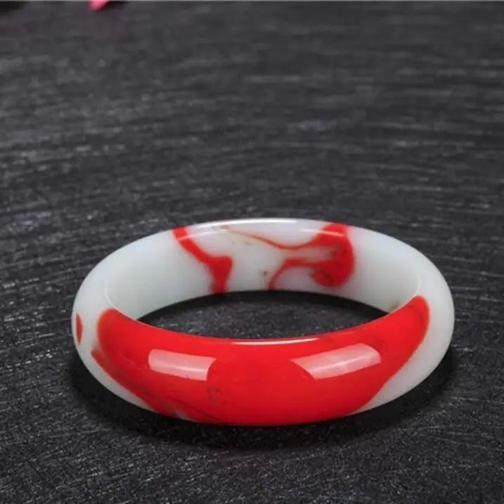 Hand Carved Wide Jade Bracelet Jewelry Men Women Red