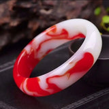 Hand Carved Wide Jade Bracelet Jewelry Men Women Red