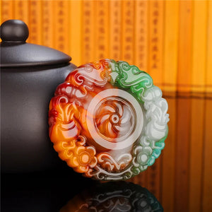 Hand-carved Buckle Jade Pendant Necklace for Men and Women