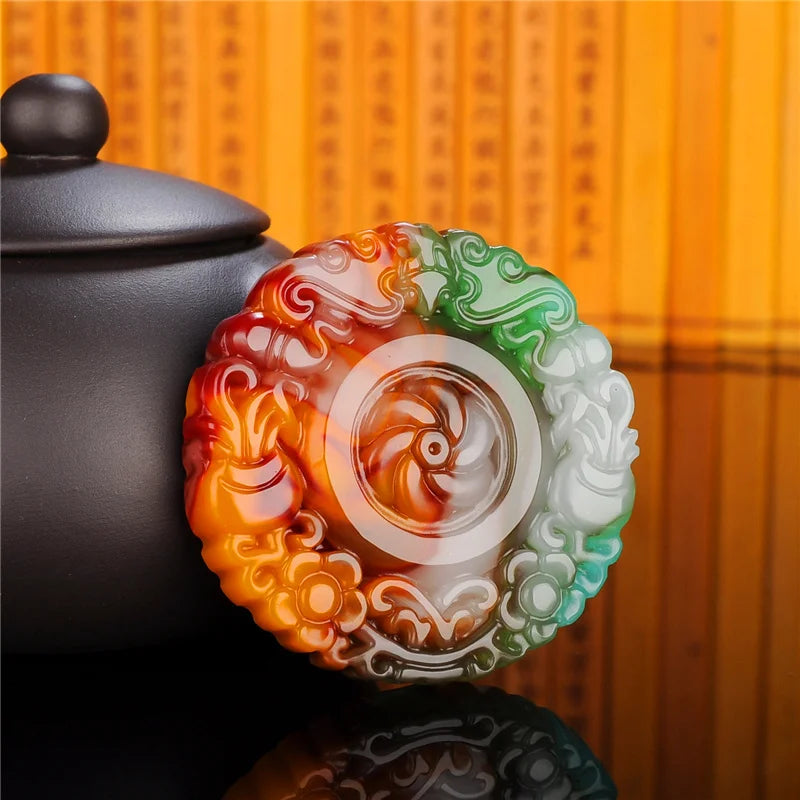 Hand-carved Buckle Jade Pendant Necklace for Men and Women