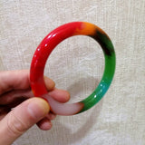 Hand-carved Round Jade Bracelet Colorful Thick Boutique Jewelry