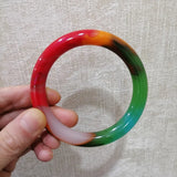 Hand-carved Round Jade Bracelet Colorful Thick Boutique Jewelry