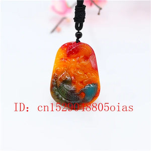 Hetian Jade Stone Carp Pendant Necklace Chinese Jadeite Jewelry