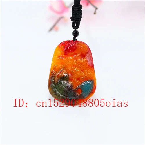 Hetian Jade Stone Carp Pendant Necklace Chinese Jadeite Jewelry