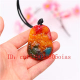 Hetian Jade Stone Carp Pendant Necklace Chinese Jadeite Jewelry